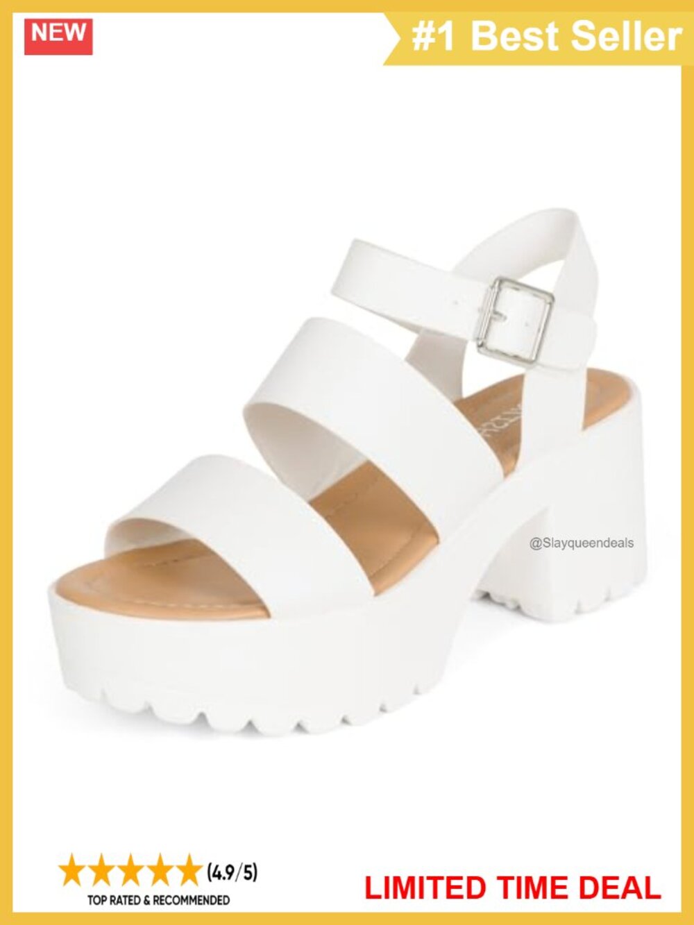 Platform Sandals Chunky Heel Open Toe Ankle Strap Synthetic Rubber Sole